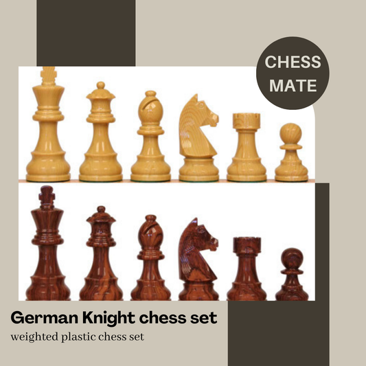 Chessmate • German Knight wood color Plastic Chess Set (pieces only)