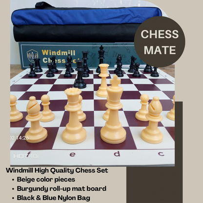 Windmill High Quality Tournament Chess set(Pieces + board + bag)