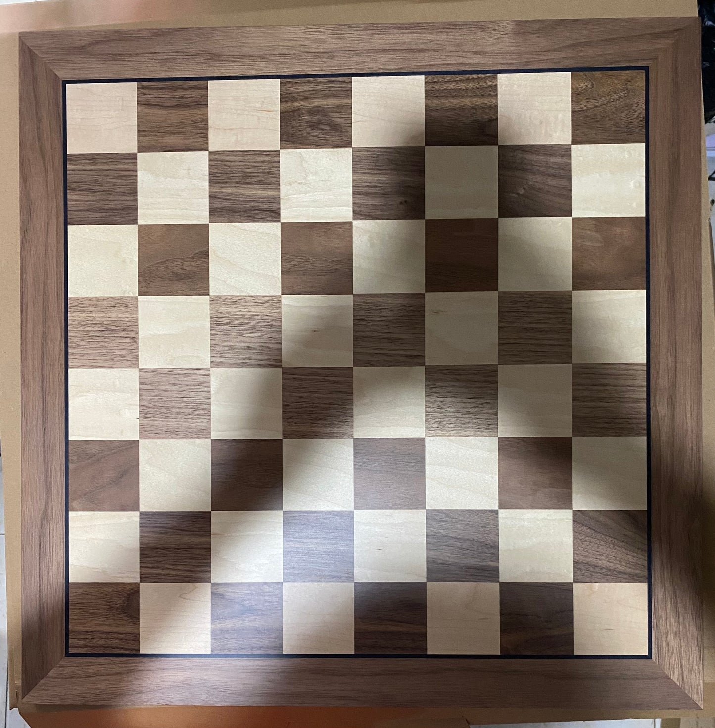 Chessmate ® • Leap Deluxe Walnut Chess Wooden Board High Grade Wood with Solid Black Lines
