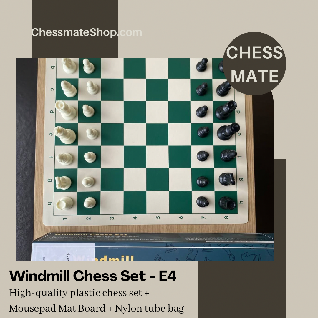 Windmill High Quality Tournament Chess set(Pieces + Mousepad board + bag) - e4