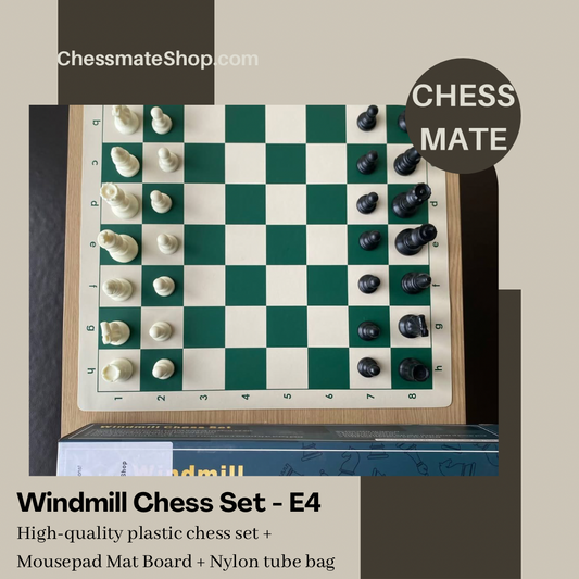 Windmill High Quality Tournament Chess set(Pieces + Mousepad board + bag) - e4