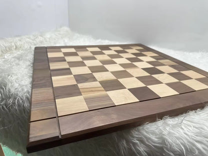 North American Walnut Solid Wood Chessboard 56cm x 56cm Natural Luxury Craftsmanship