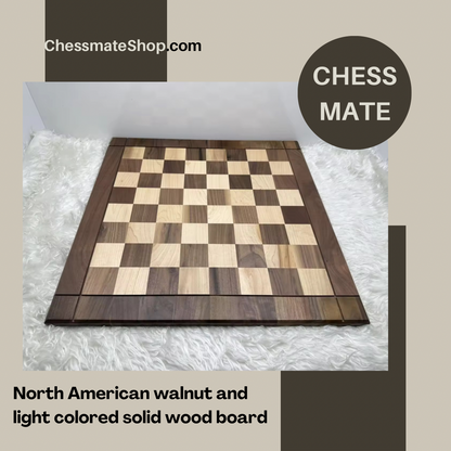 North American Walnut Solid Wood Chessboard 56cm x 56cm Natural Luxury Craftsmanship