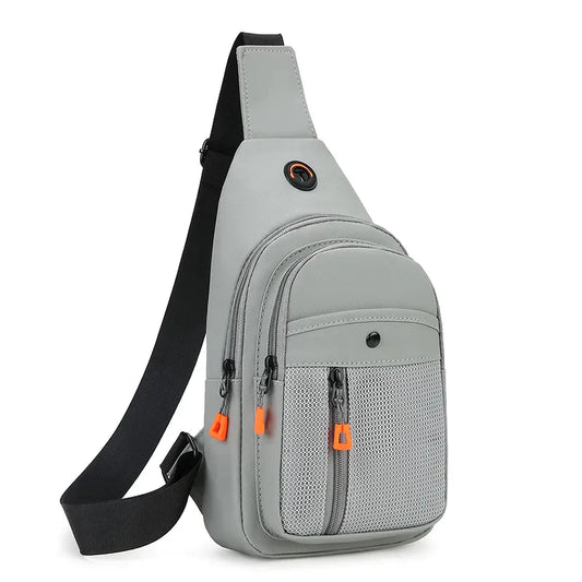 High quality cute crossbody waterproof zipper pockets sling men black gray straps