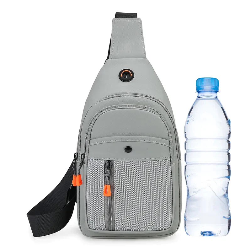 High quality cute crossbody waterproof zipper pockets sling men black gray straps