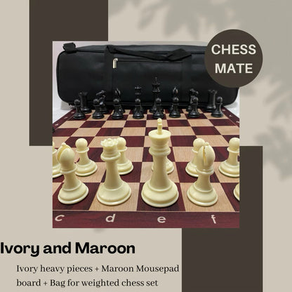 Staunton Heavy Chess Set(Pieces + mouse pad Chess Board + Nylon Bag)