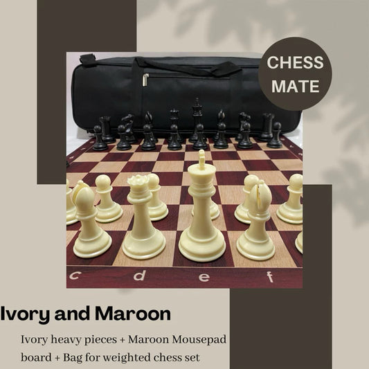 Staunton Heavy Chess Set(Pieces + mouse pad Chess Board + Nylon Bag)