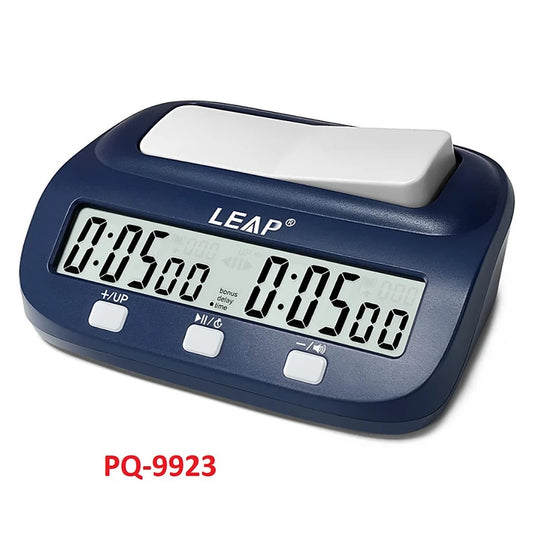 Leap Chess Clock Upgraded Model with Preset Time Sets and Large LCD Display - Blue