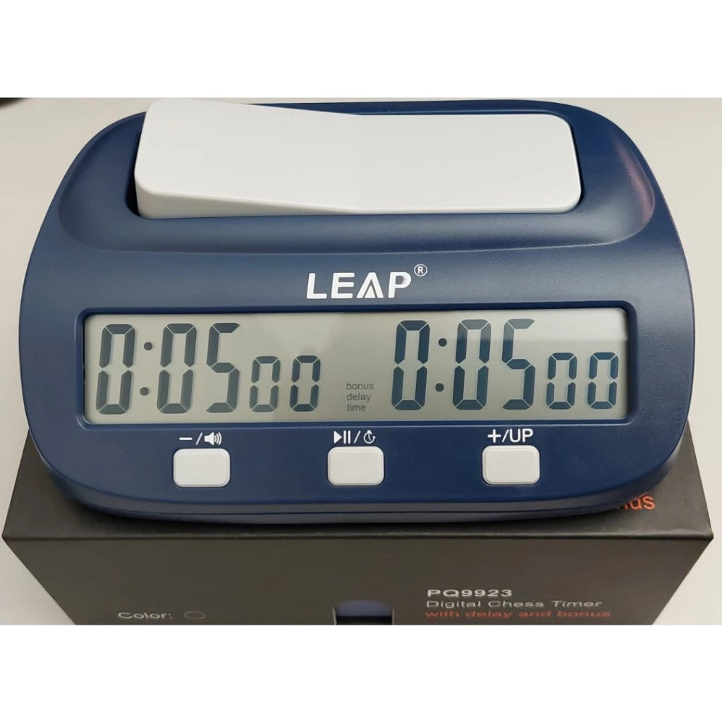 Leap Chess Clock Upgraded Model with Preset Time Sets and Large LCD Display - Blue
