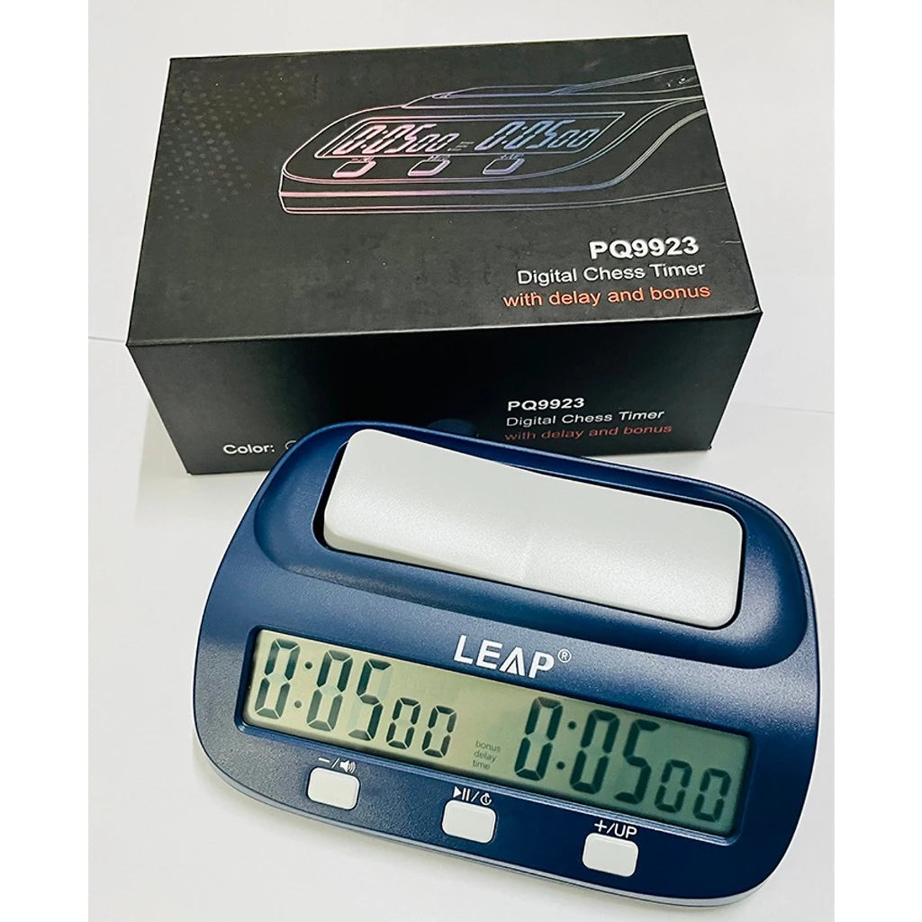 Leap Chess Clock Upgraded Model with Preset Time Sets and Large LCD Display - Blue