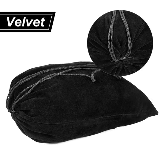 Leap QUALITY VELVET DRAWSTRING CHESS PIECE POUCH - Black