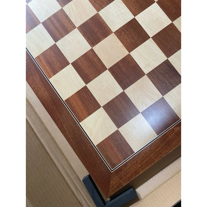 Mahogany Wooden Chess Board with elegant three lines design(without notation)