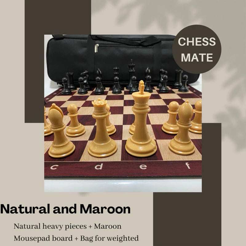 Staunton Heavy Chess Set(Pieces + mouse pad Chess Board + Nylon Bag)