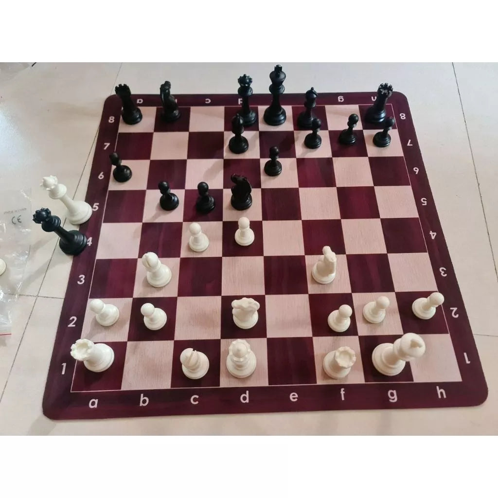 Staunton Emisario Weighted Chess set (chess pieces + mousepad board + Nylon tube bag)