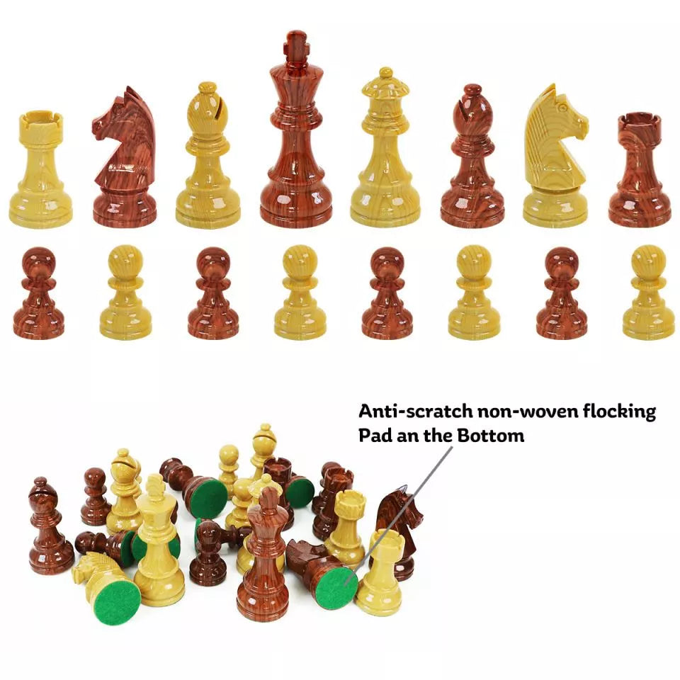 Tournament Germanic knight wooden color chess pieces