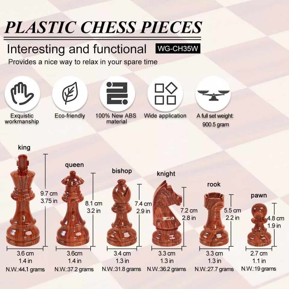 Tournament Germanic knight wooden color chess pieces