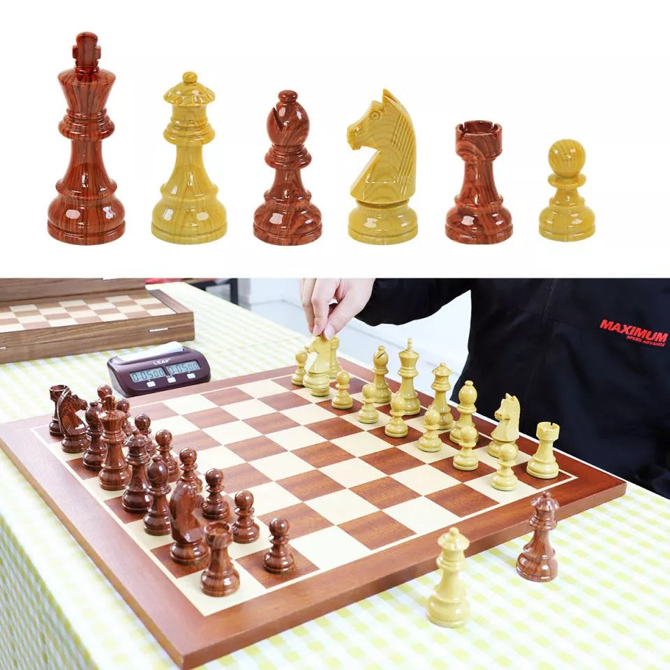 Tournament Germanic knight wooden color chess pieces