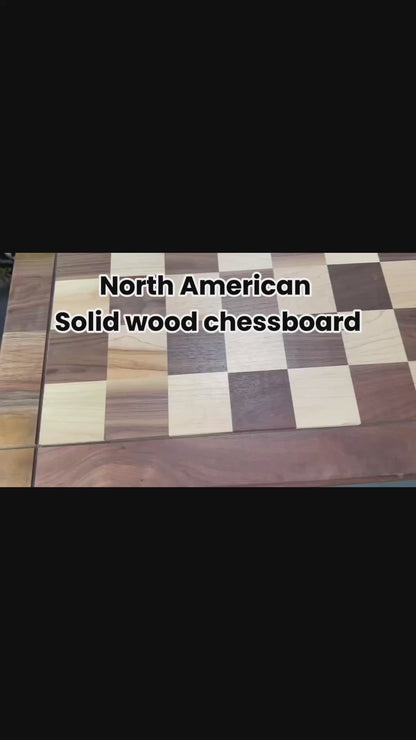 North American Walnut Solid Wood Chessboard 56cm x 56cm Natural Luxury Craftsmanship